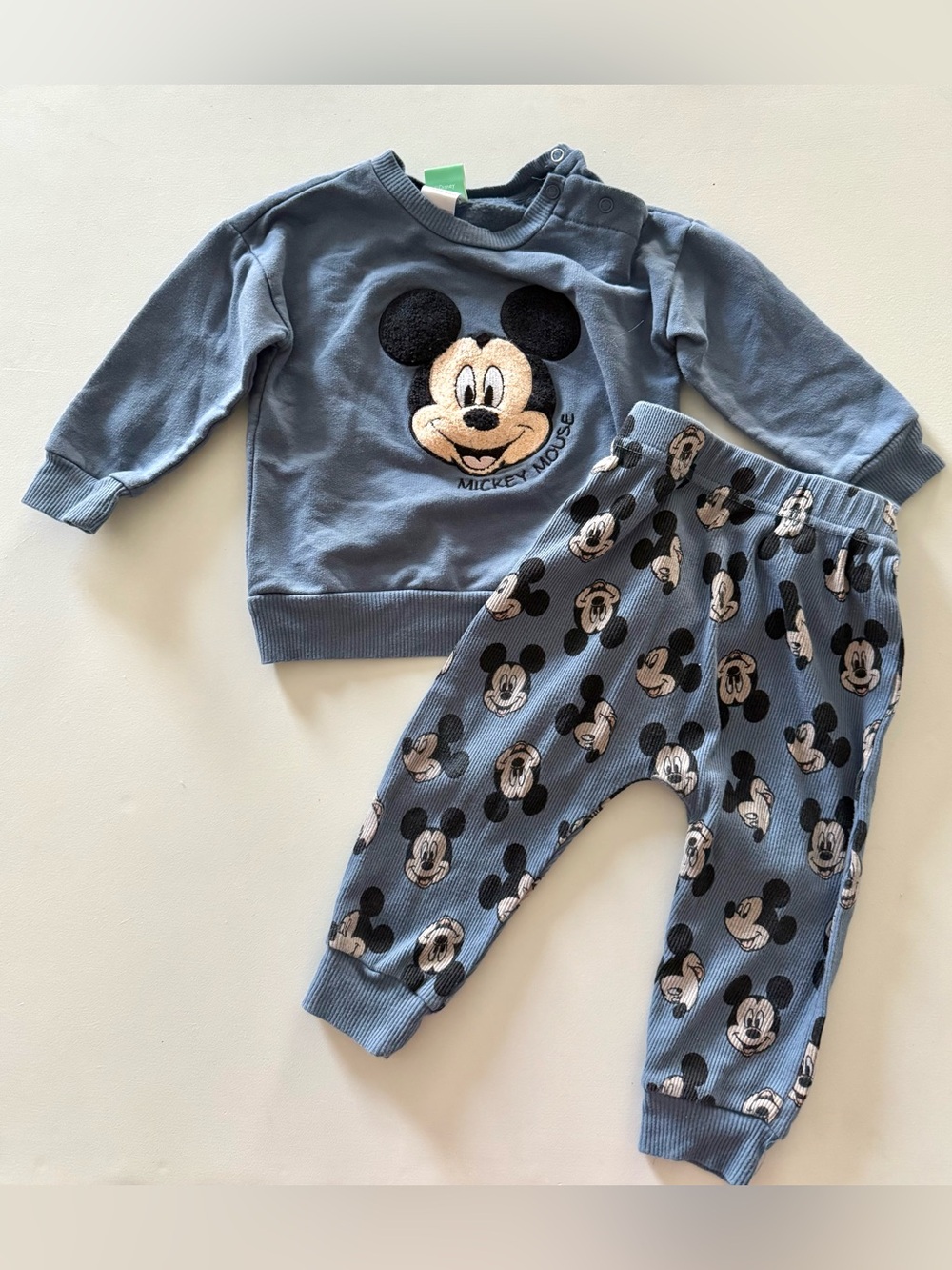 Disney Baby Mickey Mouse 2-Piece Sweatshirt & Jogger Set Blue EUC